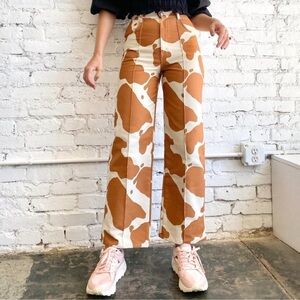 Lisa Says Gah Robyn High-Waisted Jean Brown Cow Ivory Spots 100% Cotton 30
